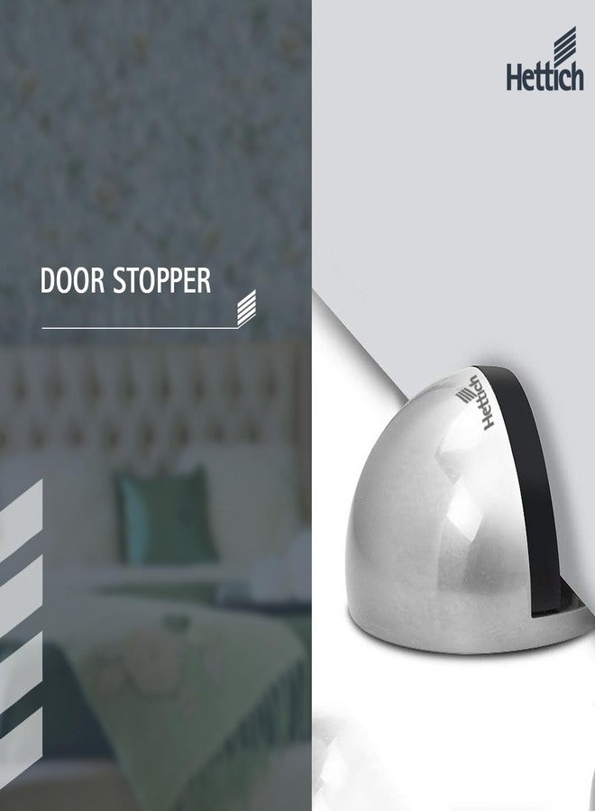 هيتيش هيتيتش HDS 44: سدادة باب أرضية شديدة التحمل على شكل نصف قبة، سدادة باب صلبة مزودة بأطراف مطاطية سوداء منخفضة، تحمي الجدران والأبواب في المطبخ وغرفة النوم والمكتب، عبوة من قطعتين - Image 2